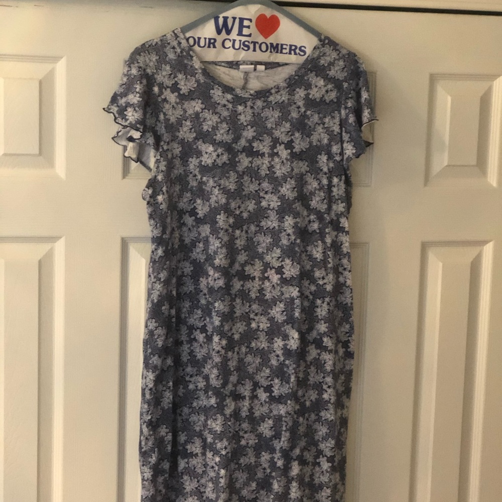 White and Blue Flower Gap Summer Dress - size L